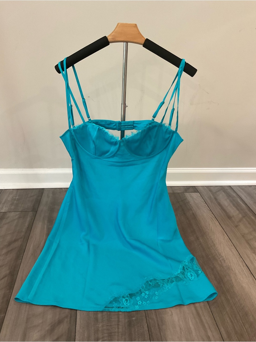 Meshki Turquoise Satin Slip Dress